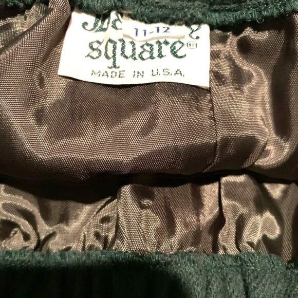 Hunter Green Midi Skirt With Belt Vintage 11-12 Made In USA Elastic Waist Cotton - Picture 2 of 10